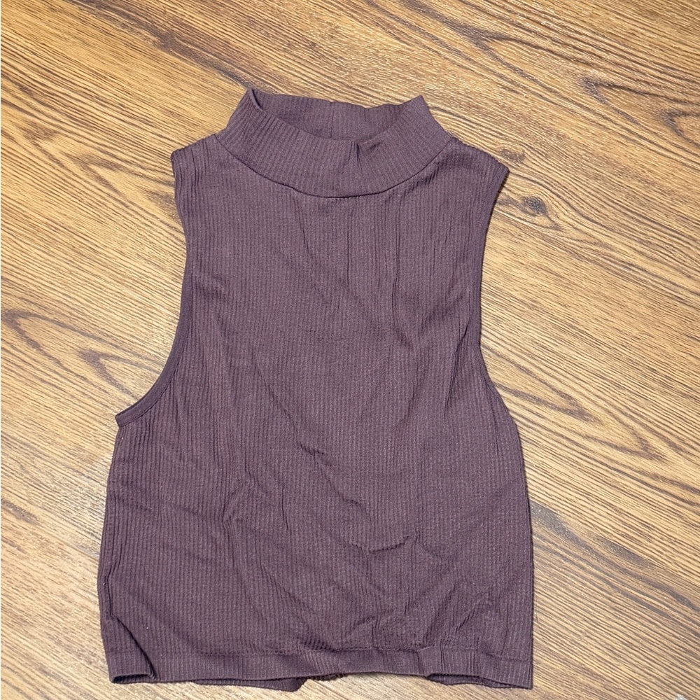 Zara Ribbed Sleeveless Top - Plum